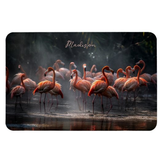 Tropischer Flamingos-individuelle Name Magnet (Horizontal)