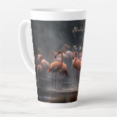 Tropischer Flamingos-individuelle Name Milchtasse (Linke Ecke)