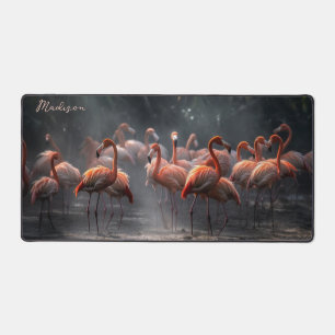 Tropischer Flamingos-individuelle Name Schreibtischunterlage