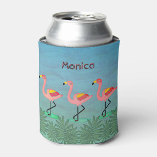 Tropischer Flamingos mit Ihrem Namen Dosenkühler