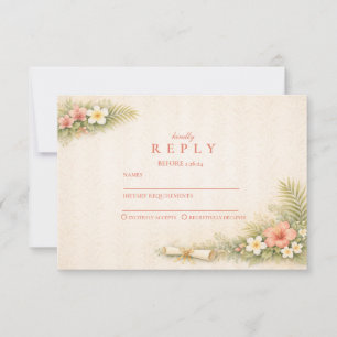 Tropischer Floraler Botanischer Abschluss RSVP Karte