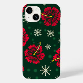 Tropischer floraler Hibiskus Snowflakes Weihnachte Case-Mate iPhone 14 Hülle