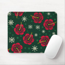 Tropischer floraler Hibiskus Snowflakes Weihnachte Mousepad