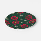 Tropischer floraler Hibiskus Snowflakes Weihnachte Pappteller (Schrägansicht)