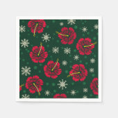 Tropischer floraler Hibiskus Snowflakes Weihnachte Serviette (Vorderseite)