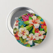 Tropischer floraler Ölmalstil Button (Vorne & Hinten)