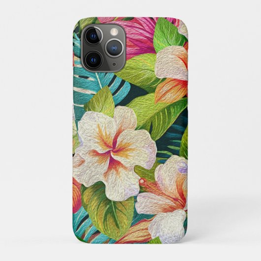 Tropischer floraler Ölmalstil Case-Mate iPhone Hülle (Rückseite)