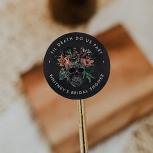 Tropischer floraler Totenkopf Halloween Brautparty Runder Aufkleber