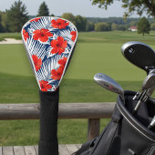 Tropischer Foliage Roter Hibiskus Golf Headcover