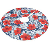Tropischer Foliage Roter Hibiskus | Weihnachten Polyester Weihnachtsbaumdecke (Schrägansicht)
