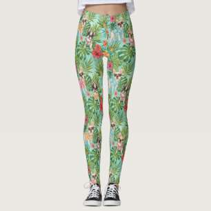 Tropischer Französischer Bulldogge Strand-Vibes Leggings