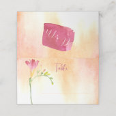 Tropischer Freesia Wasserfarbenplatz Platzkarte (Außenseite Aufgefaltet)