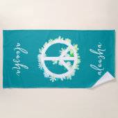 Tropischer Frieden Zeichen Personalisierter Ozean Strandtuch (Vorderseite)