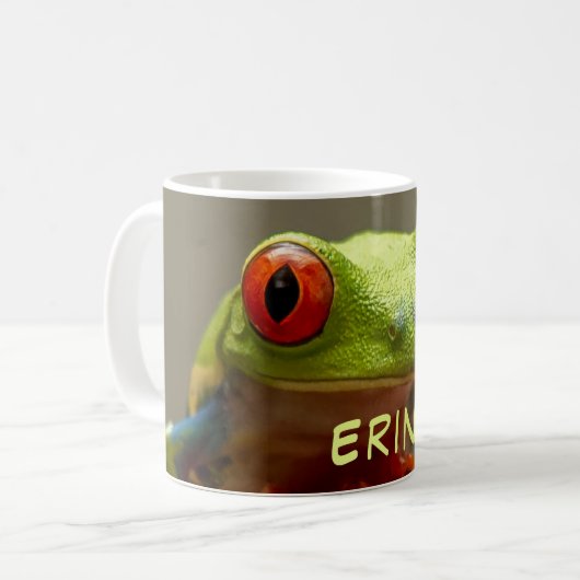 Tropischer Frosch mit Personalisiertem Rotauge Kaffeetasse (Vorderseite Links)