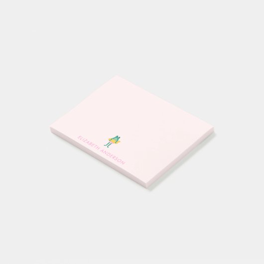 Tropischer Frosch Rosa Personalisiert Post-it Klebezettel (angewinkelt)