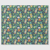 Tropischer Fun Jungle Tiki Vulkan Geschenkpapier (Flach)