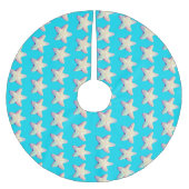 Tropischer funkelnder Seestern Weihnachtsfeiertag  Polyester Weihnachtsbaumdecke (Vorderseite)