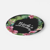 Tropischer Garten Blume & Blätter Party Pappteller (Schrägansicht)