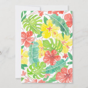 Tropischer Garten, Hibiskus-Plumeria und Blätter a