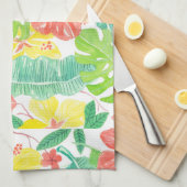 Tropischer Garten, Hibiskus-Plumeria und Blätter a Handtuch (Viertel Falte)