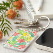 Tropischer Garten, Hibiskus-Plumeria und Blätter a Schlüsselanhänger (Vorderseite rechts)