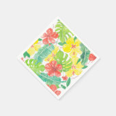 Tropischer Garten, Hibiskus-Plumeria und Blätter a Serviette (Ecke)