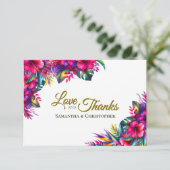 Tropischer Garten Liebe & Dank Hochzeit Dankeskarte (Stehend Vorderseite)