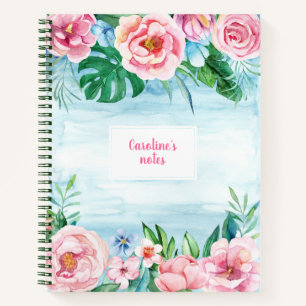 Tropischer Garten Niedlich Pink Blauer Garten Wass Notizblock