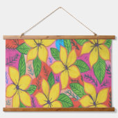 Tropischer Garten Plumeria Wandteppich Mit Holzrahmen (Vorne)