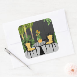 Tropischer Garten Quadratischer Aufkleber