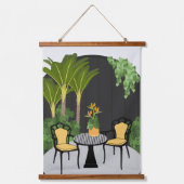Tropischer Garten Wandteppich Mit Holzrahmen (Vorderseite)