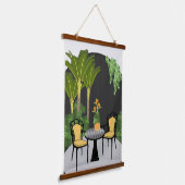 Tropischer Garten Wandteppich Mit Holzrahmen (Gewinkelt)