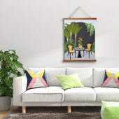 Tropischer Garten Wandteppich Mit Holzrahmen