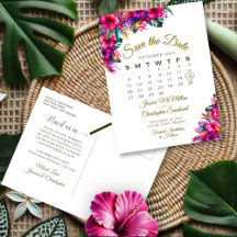 Tropischer Gartenhochzeitkalender Save the Date