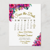 Tropischer Gartenhochzeitkalender Save the Date Ankündigungspostkarte (Vorderseite)