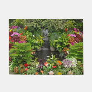 Tropischer Gartenteich und -wasserfall Fußmatte