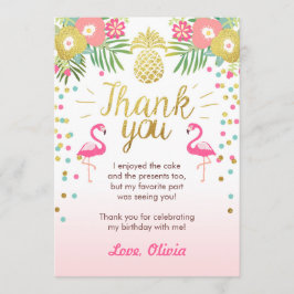 Tropischer Geburtstag danken Ihnen, Luau Flamingo Dankeskarte