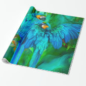 Tropischer Geist - Gold und blaue Geschenkpapier (Ungerollt)