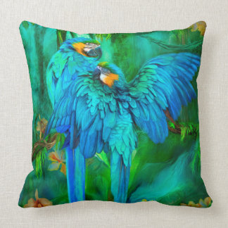 Tropischer Geist - Gold und blaues Kissen