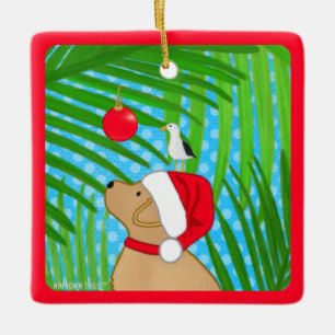 Tropischer Gelbe Labrador Weihnachtsschmuck