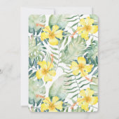 Tropischer Gelber Hibiskus Blumenkohl Blätter Gebu Einladung (Rückseite)