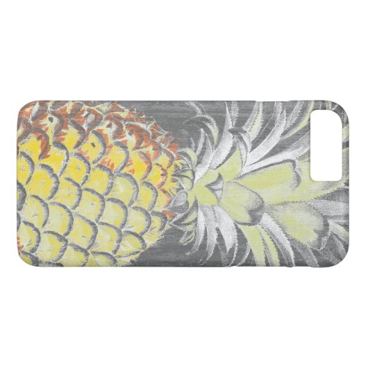 Tropischer Gelber Pinneapfel auf Grau Case-Mate iPhone Hülle (Rückseite (Horizontal))