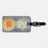 Tropischer Gelber Pinneapfel auf Grau Gepäckanhänger (Vorderseite horizontal)