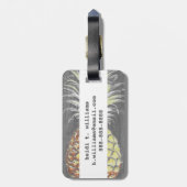 Tropischer Gelber Pinneapfel auf Grau Gepäckanhänger (Rückseite vertikal)