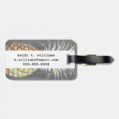 Tropischer Gelber Pinneapfel auf Grau Gepäckanhänger (Rückseite horizontal)