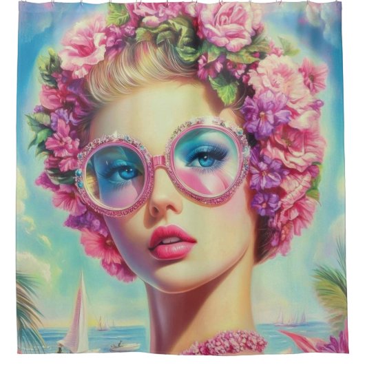 Tropischer Glamour Queen Duschvorhang (Vorderseite)