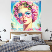 Tropischer Glamour Queen Leinwanddruck (Insitu (Schlafzimmer))