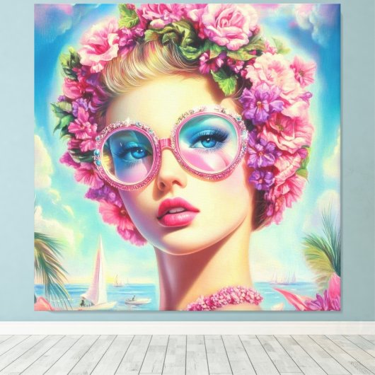 Tropischer Glamour Queen Leinwanddruck (Insitu (Holzboden))