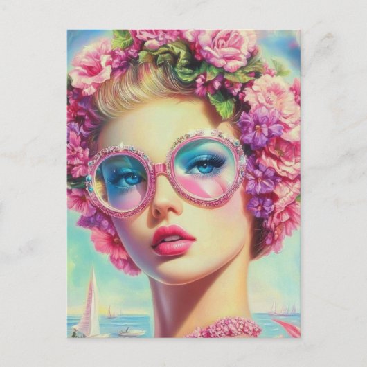 Tropischer Glamour Queen Postkarte (Vorderseite)