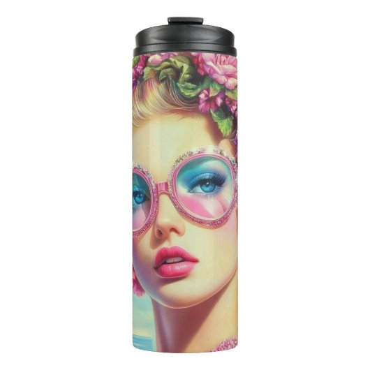 Tropischer Glamour Queen Thermosbecher (Vorderseite)